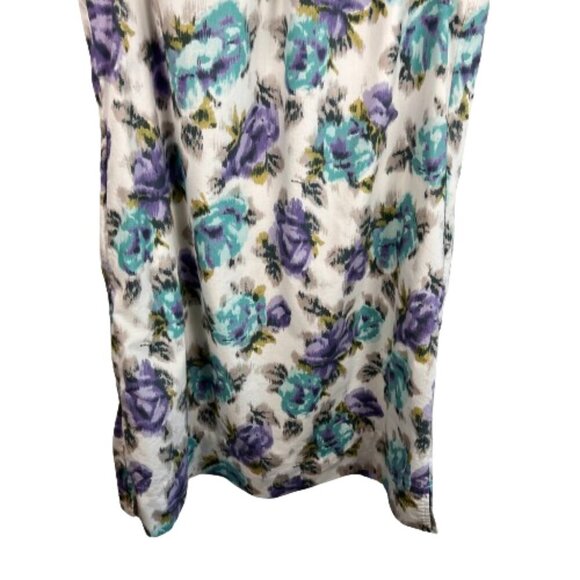 Lands' End Womens Cotton Sleeveless Watercolor Floral Dress Sz 12 Summer Pockets - Picture 3 of 14